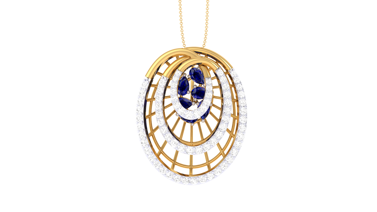 Lumina Cascade Circular Pendent In Gold - 0.60 Ct Brilliant Cut Diamonds