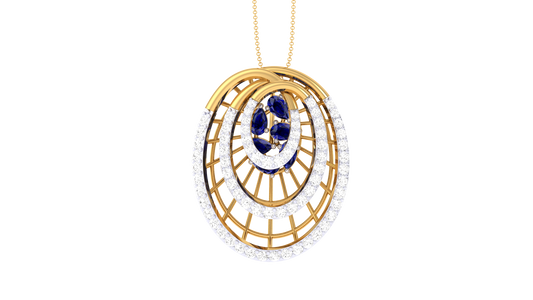 Lumina Cascade Circular Pendent In Gold - 0.60 Ct Brilliant Cut Diamonds