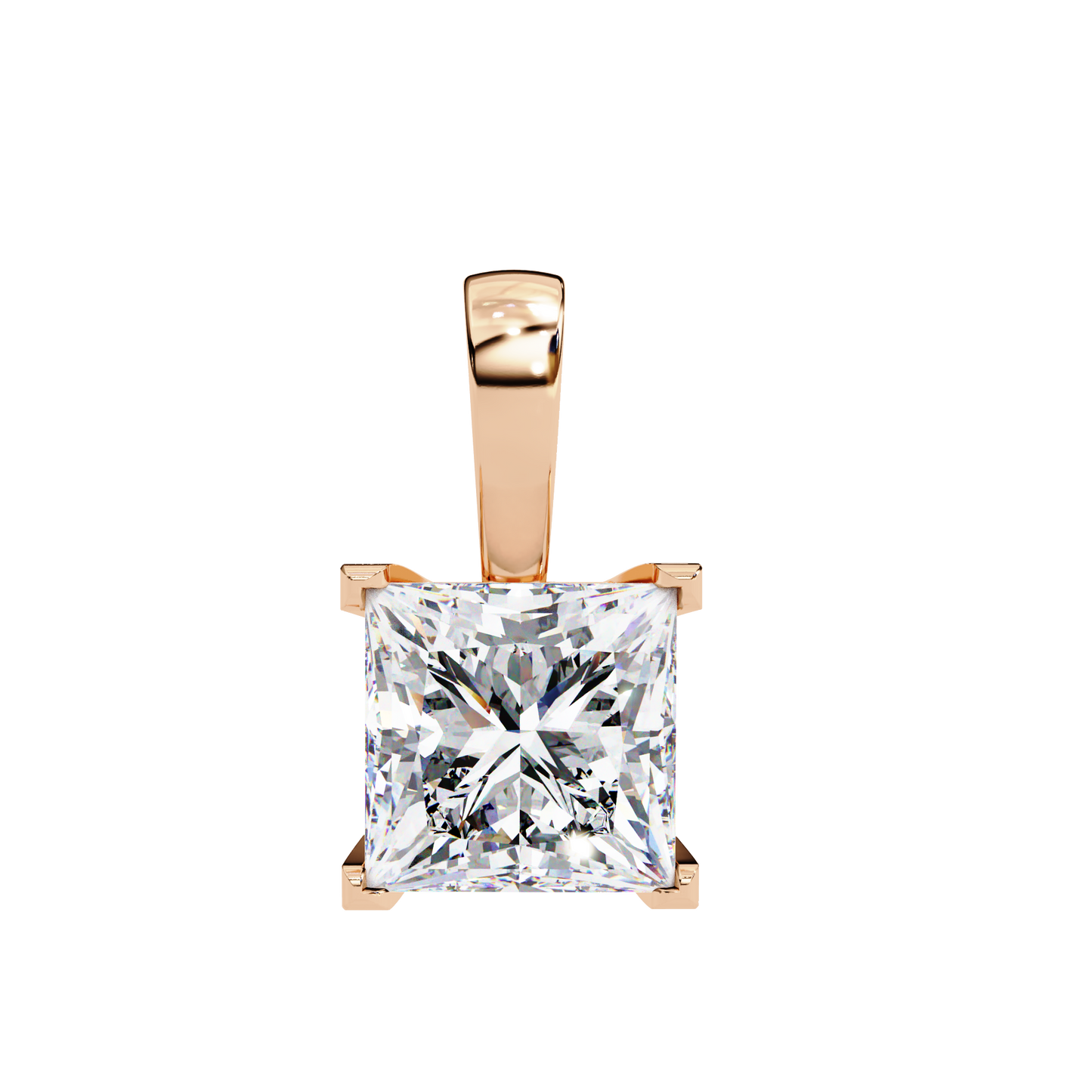 Modern Brilliance – 2.62ct Princess-Cut Solitaire Diamond Pendant in Yellow Gold