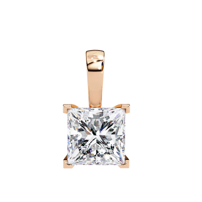 Modern Brilliance – 2.62ct Princess-Cut Solitaire Diamond Pendant in Yellow Gold