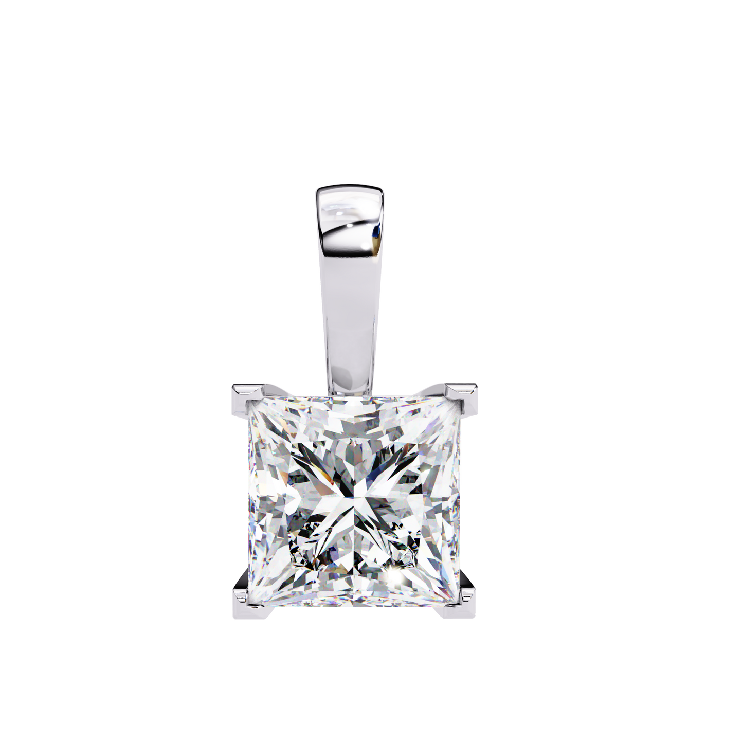 Modern Brilliance – 2.62ct Princess-Cut Solitaire Diamond Pendant in Yellow Gold