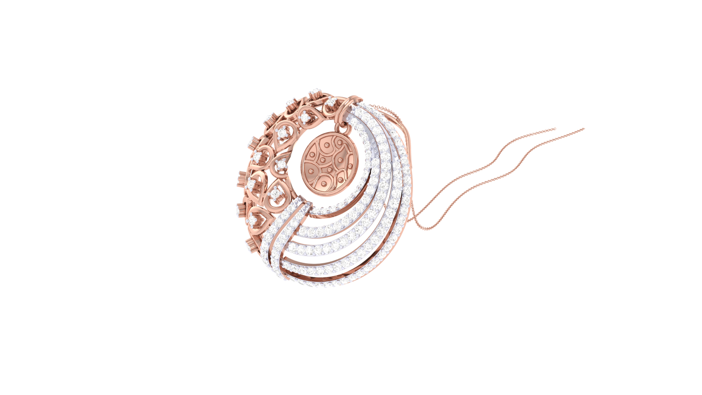 Harmonic Wave Radiant Gold Pendent - 0.86 Ct Brilliant Cut Diamonds