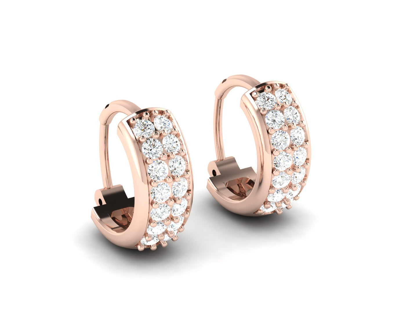 Modern Cutworks Hoop Earrings  In Rose Gold - 0.35 Ct Round Brilliant Cut Diamonds