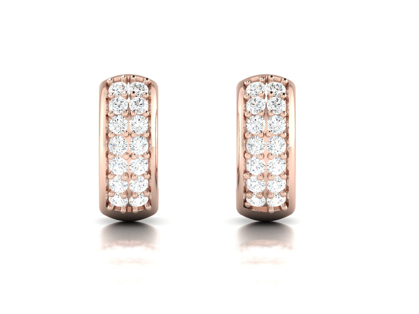 Modern Cutworks Hoop Earrings  In Rose Gold - 0.35 Ct Round Brilliant Cut Diamonds