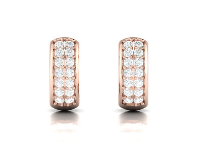 Modern Cutworks Hoop Earrings  In Rose Gold - 0.35 Ct Round Brilliant Cut Diamonds