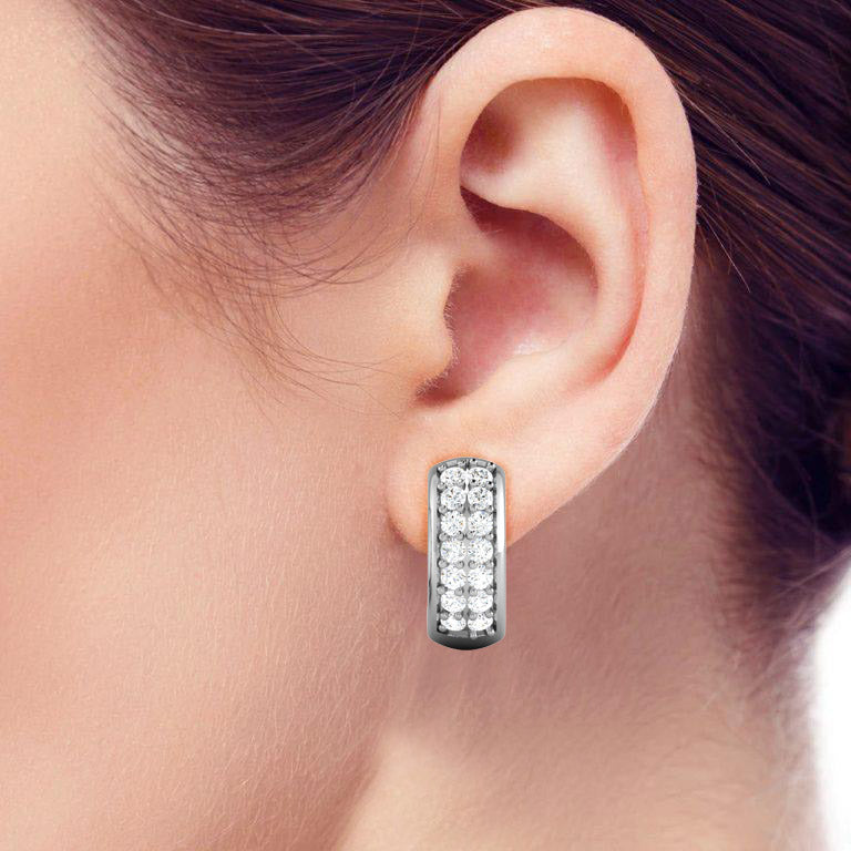 Modern Cutworks Hoop Earrings  In Rose Gold - 0.35 Ct Round Brilliant Cut Diamonds