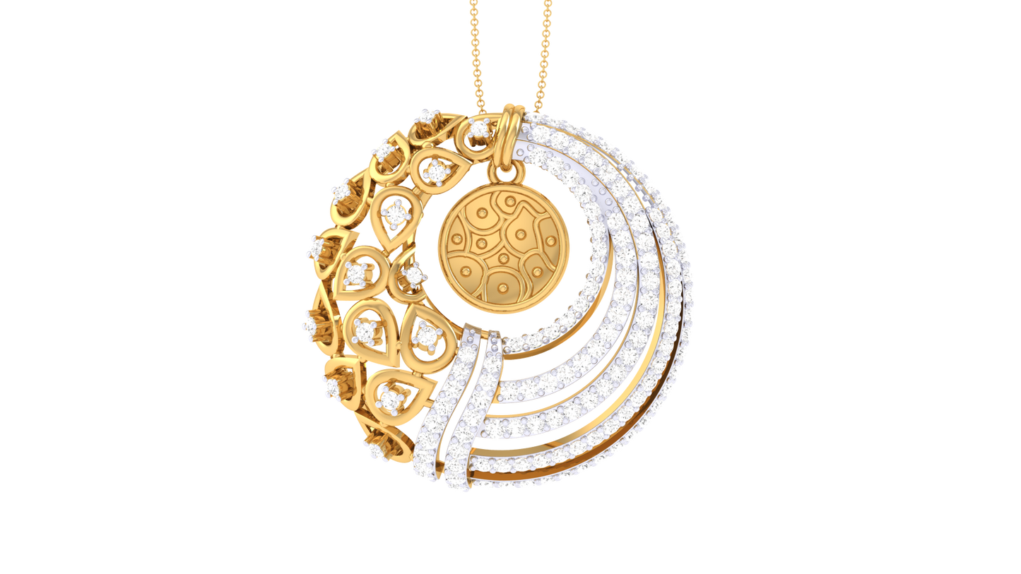 Harmonic Wave Radiant Gold Pendent - 0.86 Ct Brilliant Cut Diamonds