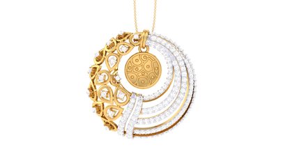 Harmonic Wave Radiant Gold Pendent - 0.86 Ct Brilliant Cut Diamonds