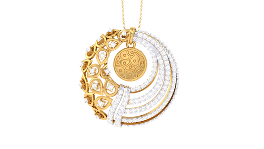 Harmonic Wave Radiant Gold Pendent - 0.86 Ct Brilliant Cut Diamonds