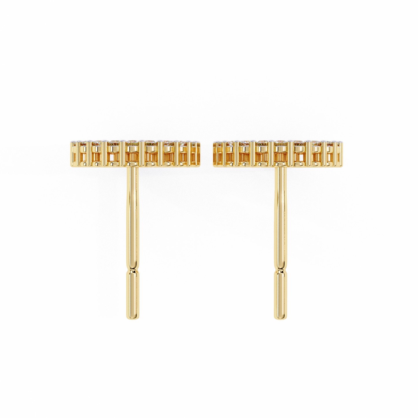 Celestial Halo Open-Circle Diamond Stud Earrings in Yellow Gold - 0.30 Ct