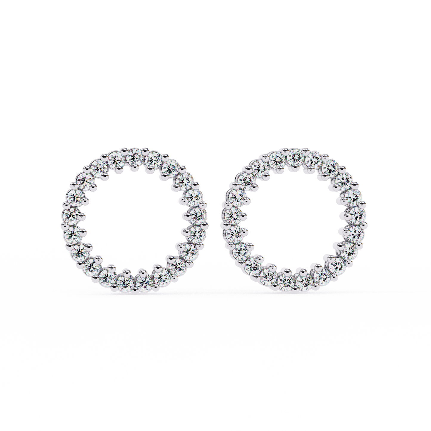 Celestial Halo Open-Circle Diamond Stud Earrings in Yellow Gold - 0.30 Ct