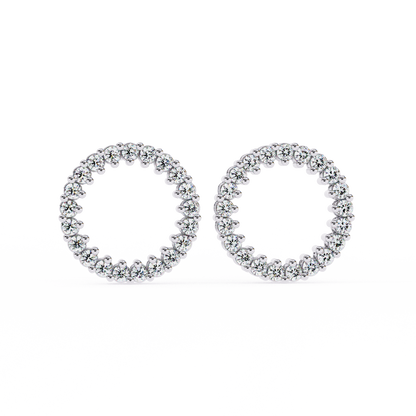 Celestial Halo Open-Circle Diamond Stud Earrings in Yellow Gold - 0.30 Ct
