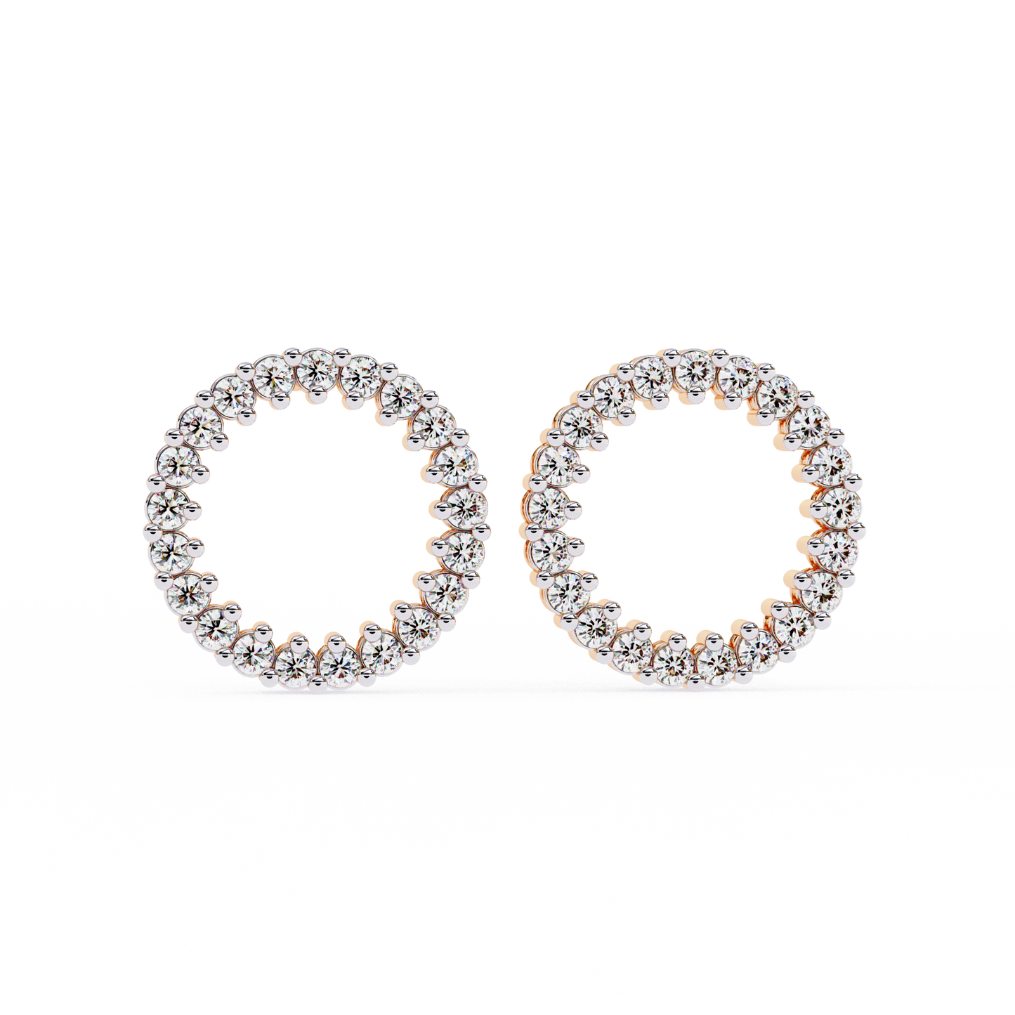 Celestial Halo Open-Circle Diamond Stud Earrings in Yellow Gold - 0.30 Ct
