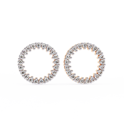 Celestial Halo Open-Circle Diamond Stud Earrings in Yellow Gold - 0.30 Ct