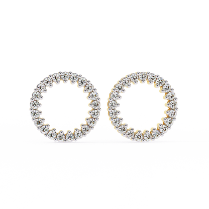 Celestial Halo Open-Circle Diamond Stud Earrings in Yellow Gold - 0.30 Ct