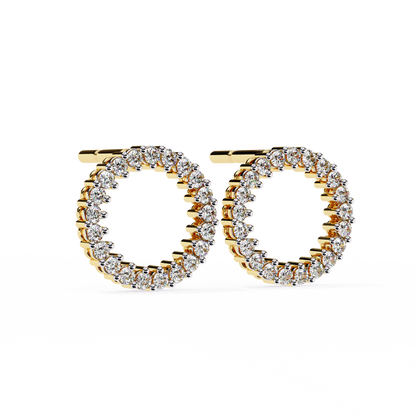 Celestial Halo Open-Circle Diamond Stud Earrings in Yellow Gold - 0.30 Ct
