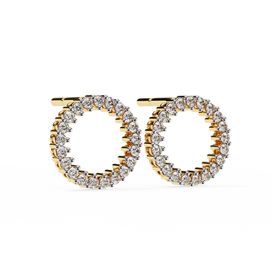 Celestial Halo Open-Circle Diamond Stud Earrings in Yellow Gold - 0.30 Ct