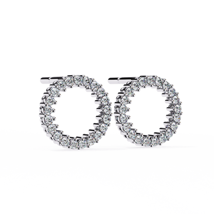 Celestial Halo Open-Circle Diamond Stud Earrings in Yellow Gold - 0.30 Ct