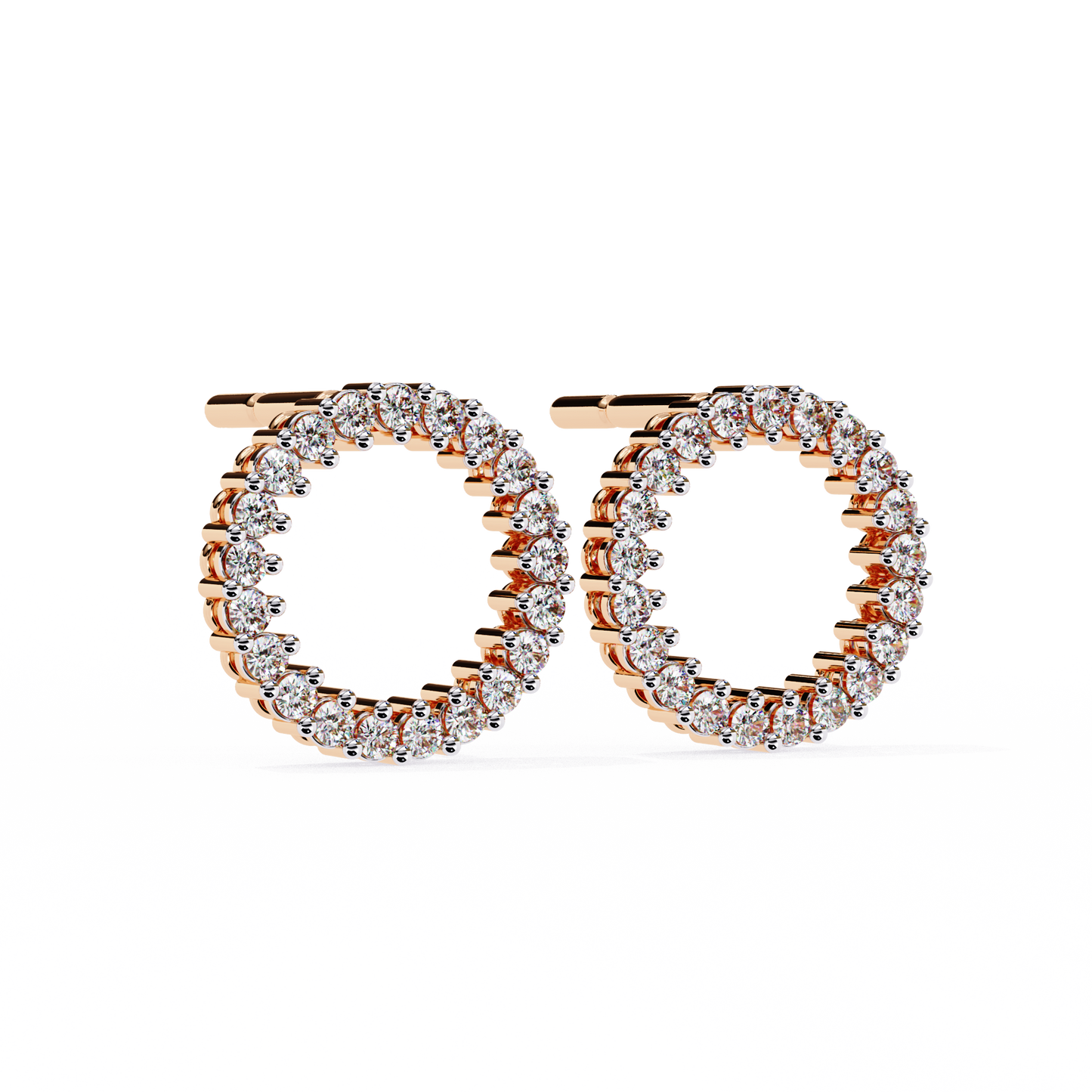 Celestial Halo Open-Circle Diamond Stud Earrings in Yellow Gold - 0.30 Ct