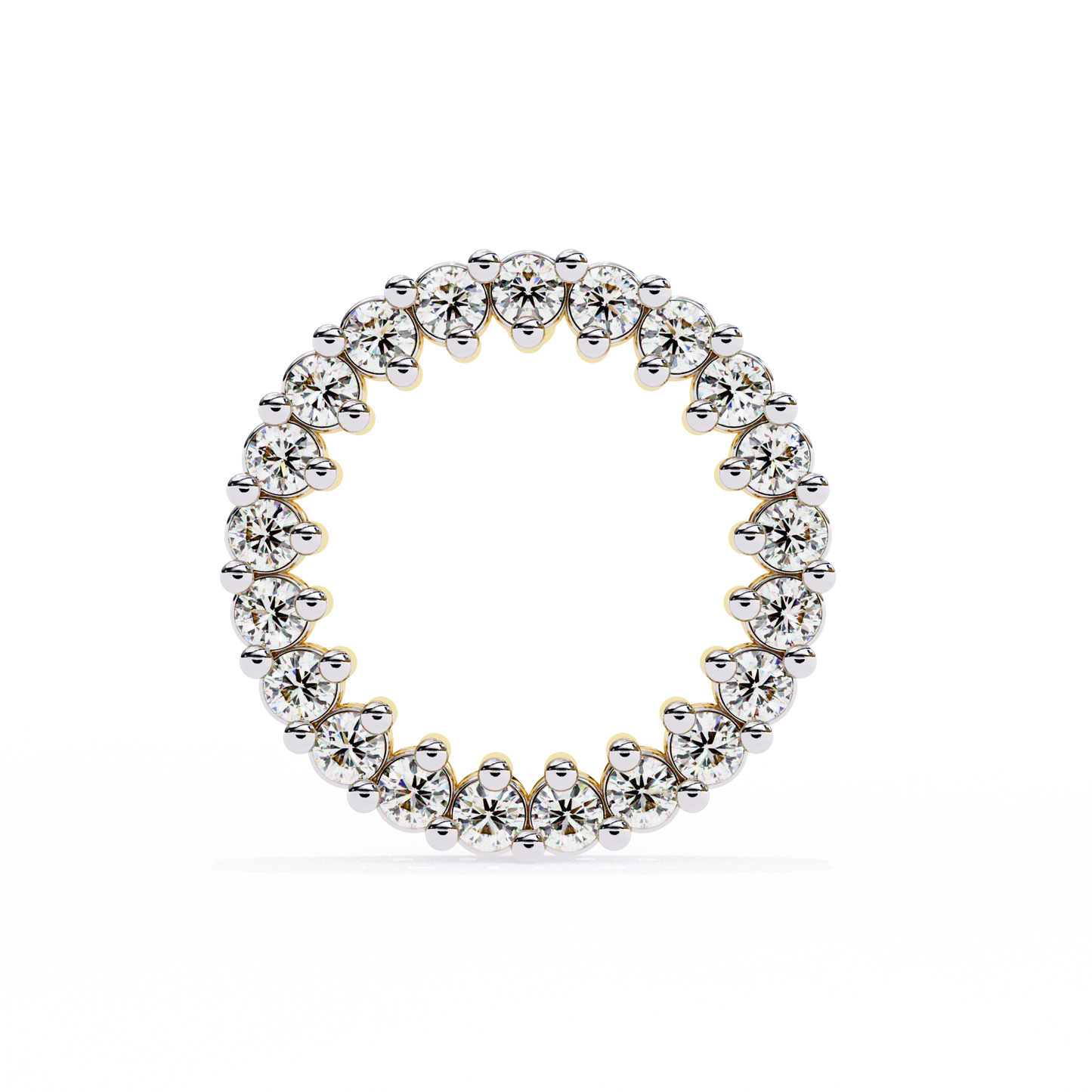 Celestial Halo Open-Circle Diamond Stud Earrings in Yellow Gold - 0.30 Ct