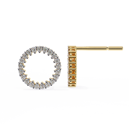 Celestial Halo Open-Circle Diamond Stud Earrings in Yellow Gold - 0.30 Ct
