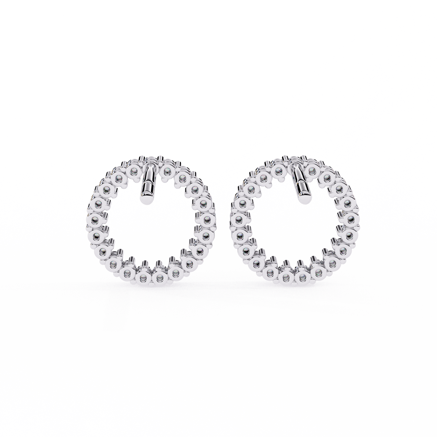 Celestial Halo Open-Circle Diamond Stud Earrings in Yellow Gold - 0.30 Ct