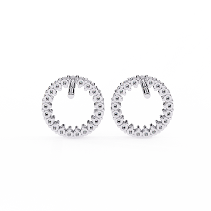 Celestial Halo Open-Circle Diamond Stud Earrings in Yellow Gold - 0.30 Ct