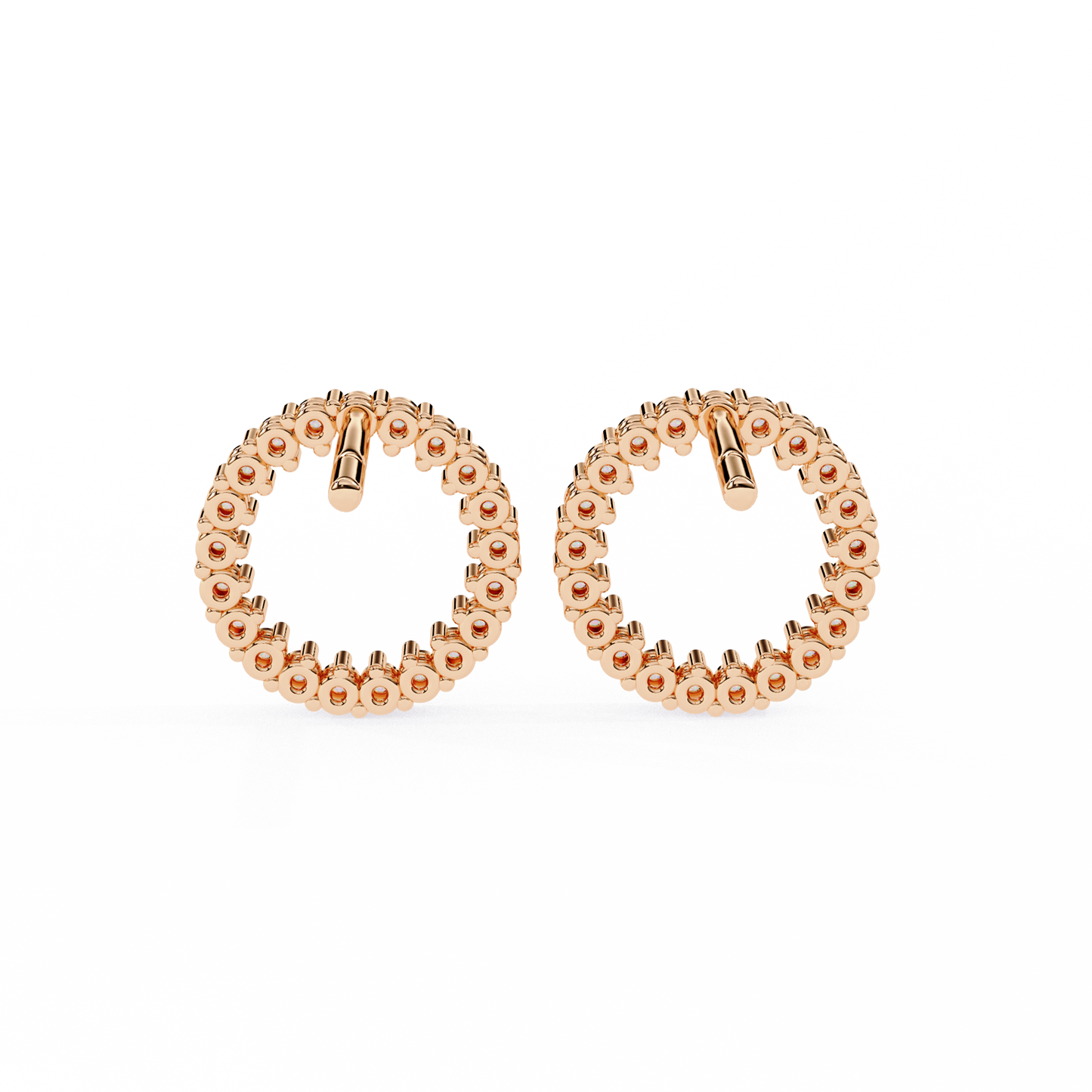 Celestial Halo Open-Circle Diamond Stud Earrings in Yellow Gold - 0.30 Ct