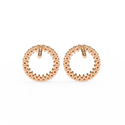 Celestial Halo Open-Circle Diamond Stud Earrings in Yellow Gold - 0.30 Ct