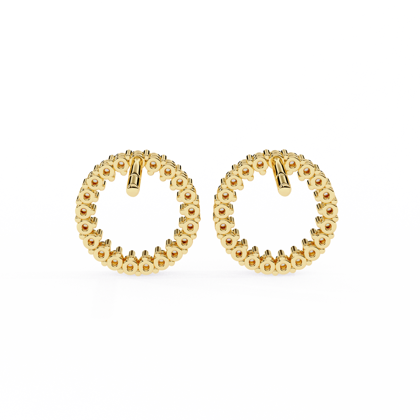 Celestial Halo Open-Circle Diamond Stud Earrings in Yellow Gold - 0.30 Ct