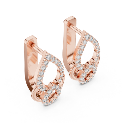 0.36CTW Open Teardrop Vintage Diamond Hoop Earrings in Yellow Gold