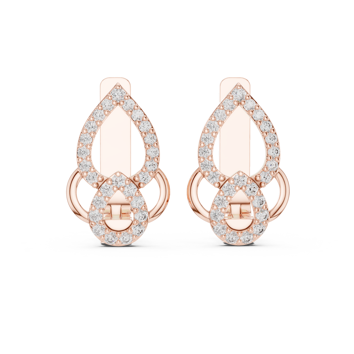 0.36CTW Open Teardrop Vintage Diamond Hoop Earrings in Yellow Gold