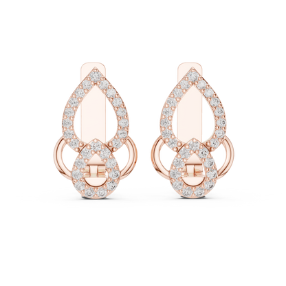 0.36CTW Open Teardrop Vintage Diamond Hoop Earrings in Yellow Gold
