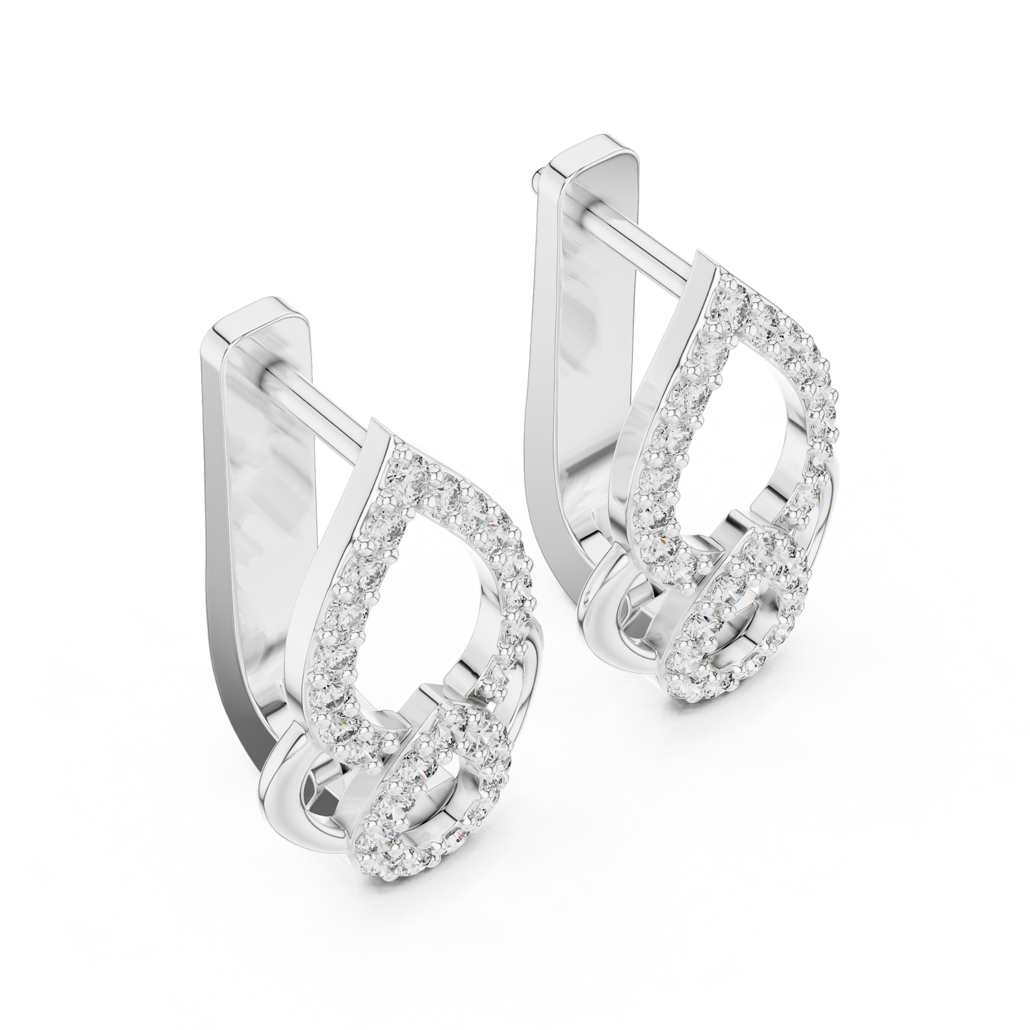 0.36CTW Open Teardrop Vintage Diamond Hoop Earrings in Yellow Gold