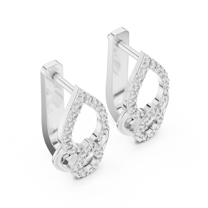 0.36CTW Open Teardrop Vintage Diamond Hoop Earrings in Yellow Gold