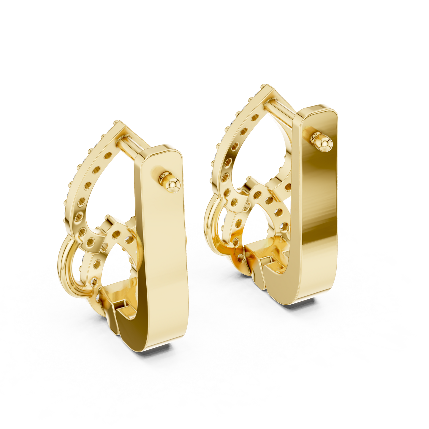 0.36CTW Open Teardrop Vintage Diamond Hoop Earrings in Yellow Gold