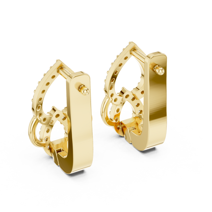 0.36CTW Open Teardrop Vintage Diamond Hoop Earrings in Yellow Gold