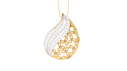 Dewdrop Sparkle Yellow Gold Pendent - 0.33 Ct Diamonds