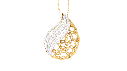 Dewdrop Sparkle Yellow Gold Pendent - 0.33 Ct Diamonds