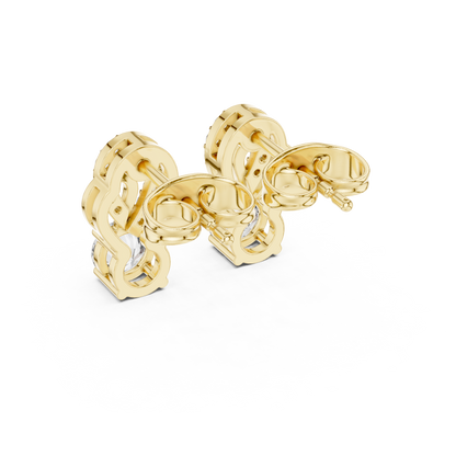 Gold Diamond Infinity Stud Earrings | 0.72ctw Round Diamond Ribbon Drop Earrings