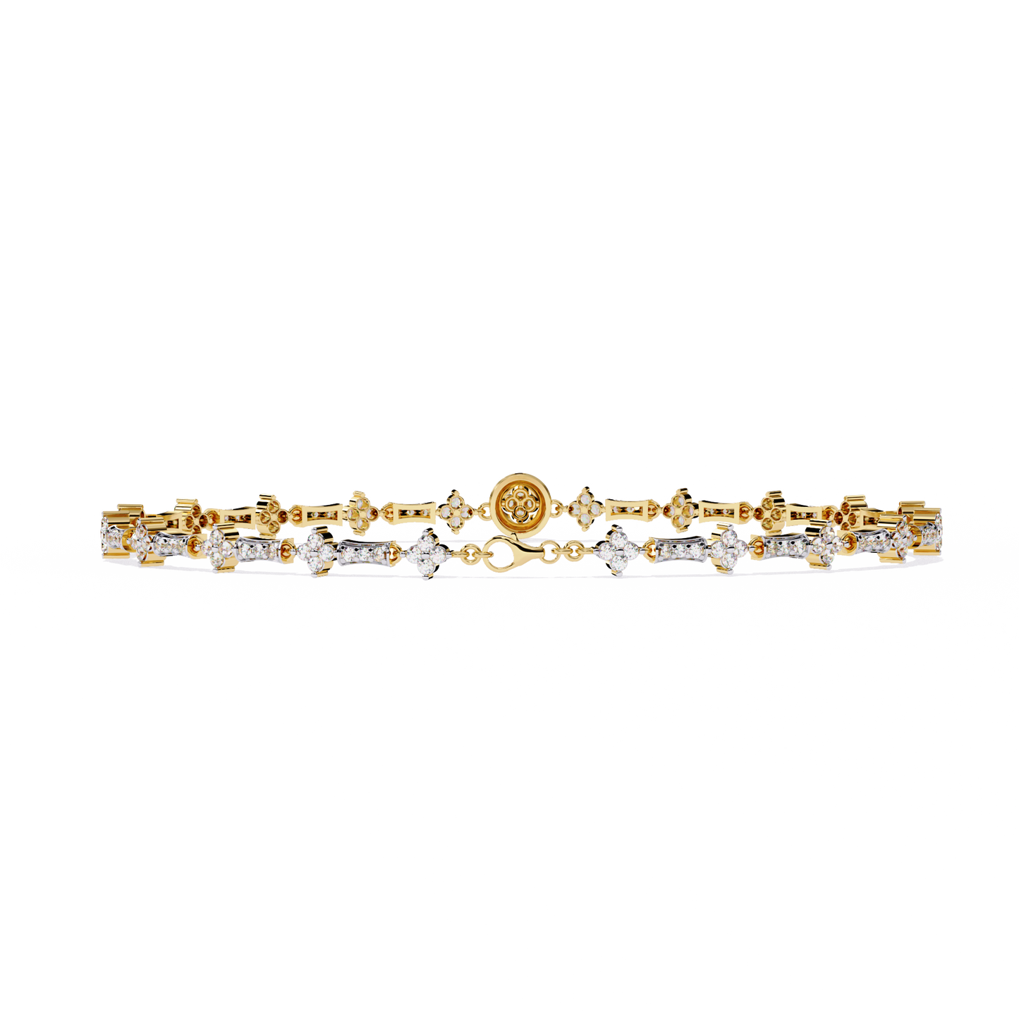 The 'Celestial Bloom' Diamond and Gold Bracelet - 0.82 Ct