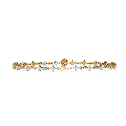 The 'Celestial Bloom' Diamond and Gold Bracelet - 0.82 Ct