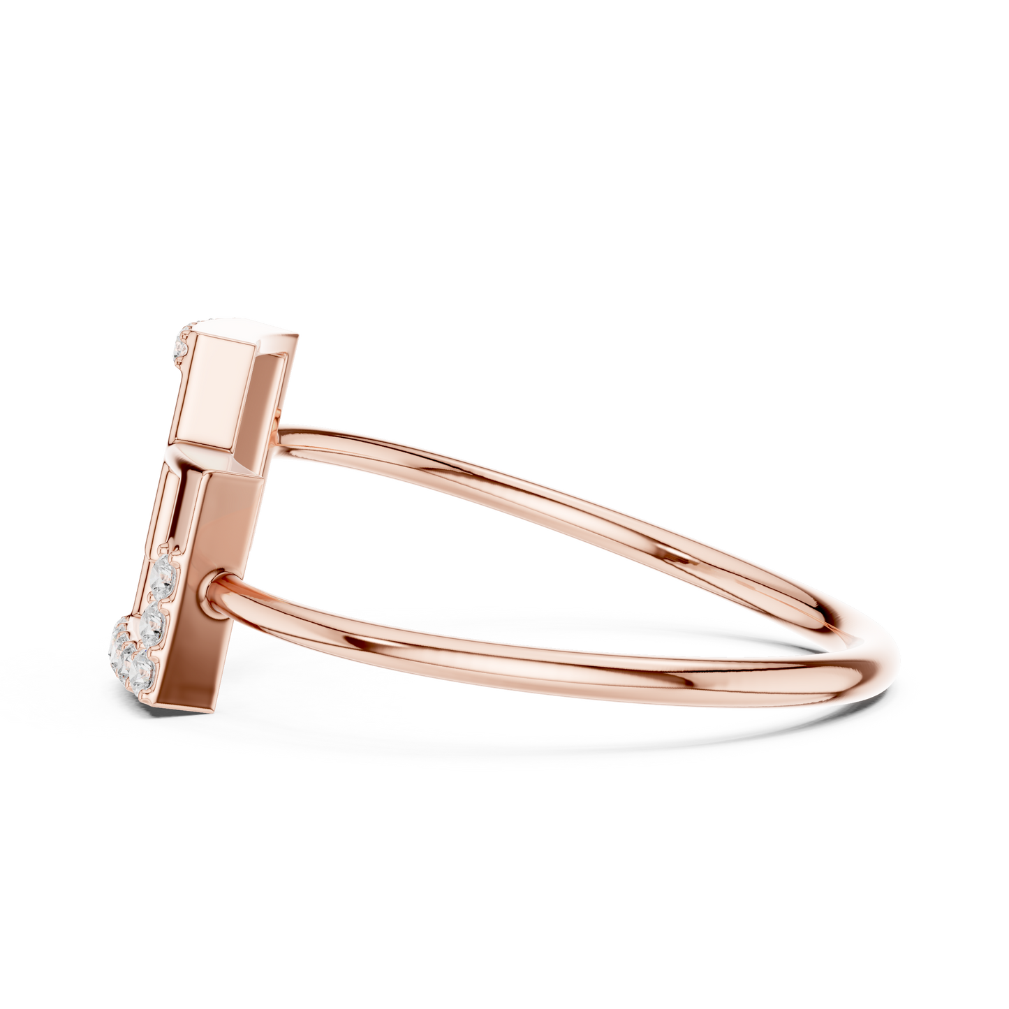 0.08 Carat Diamond Interlocking Square Geometric Ring | Yellow Gold