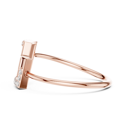 0.08 Carat Diamond Interlocking Square Geometric Ring | Yellow Gold