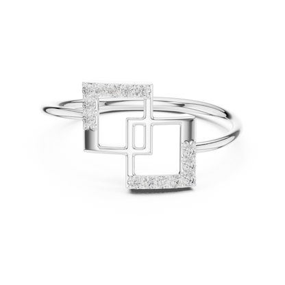 0.08 Carat Diamond Interlocking Square Geometric Ring | Yellow Gold