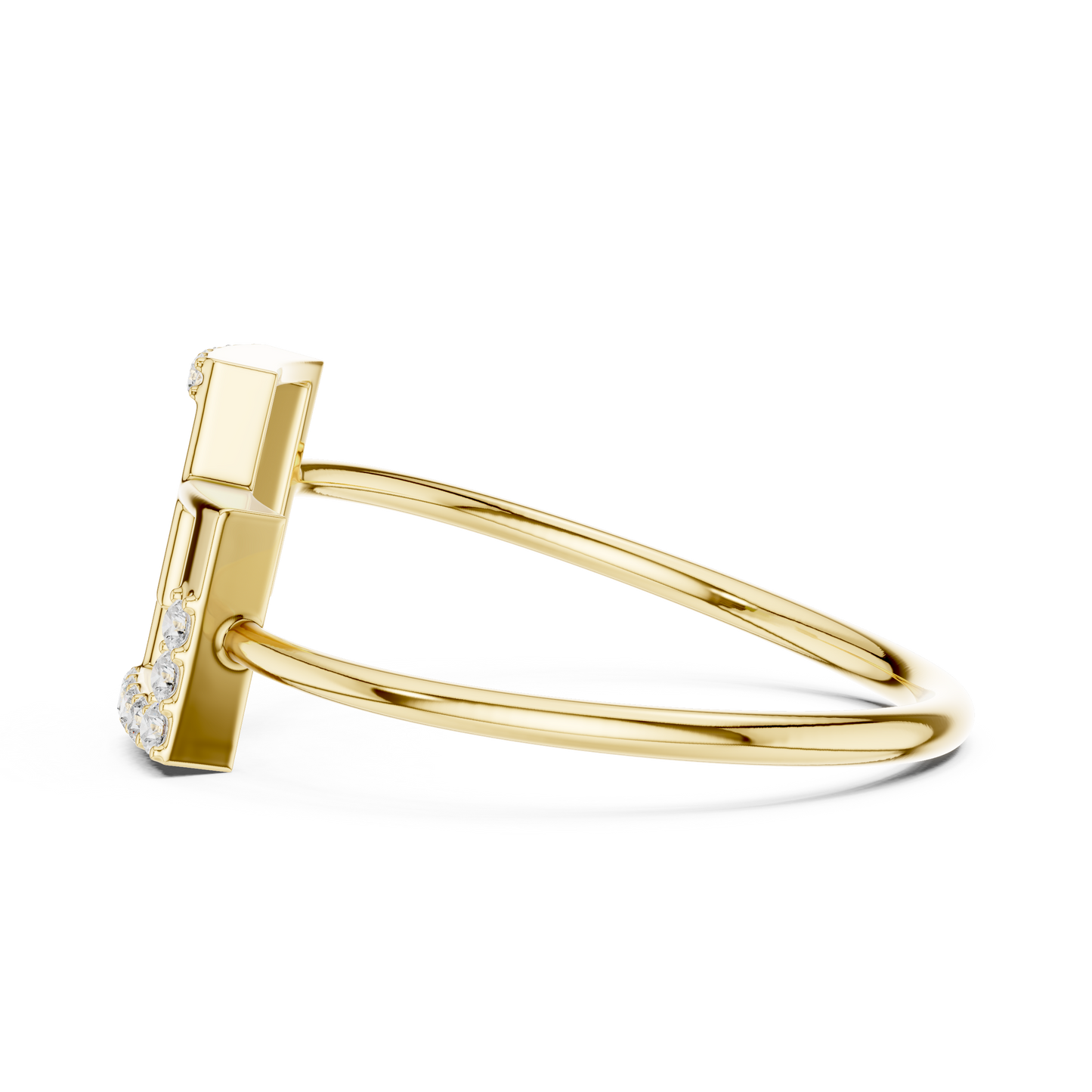 0.08 Carat Diamond Interlocking Square Geometric Ring | Yellow Gold