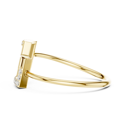 0.08 Carat Diamond Interlocking Square Geometric Ring | Yellow Gold