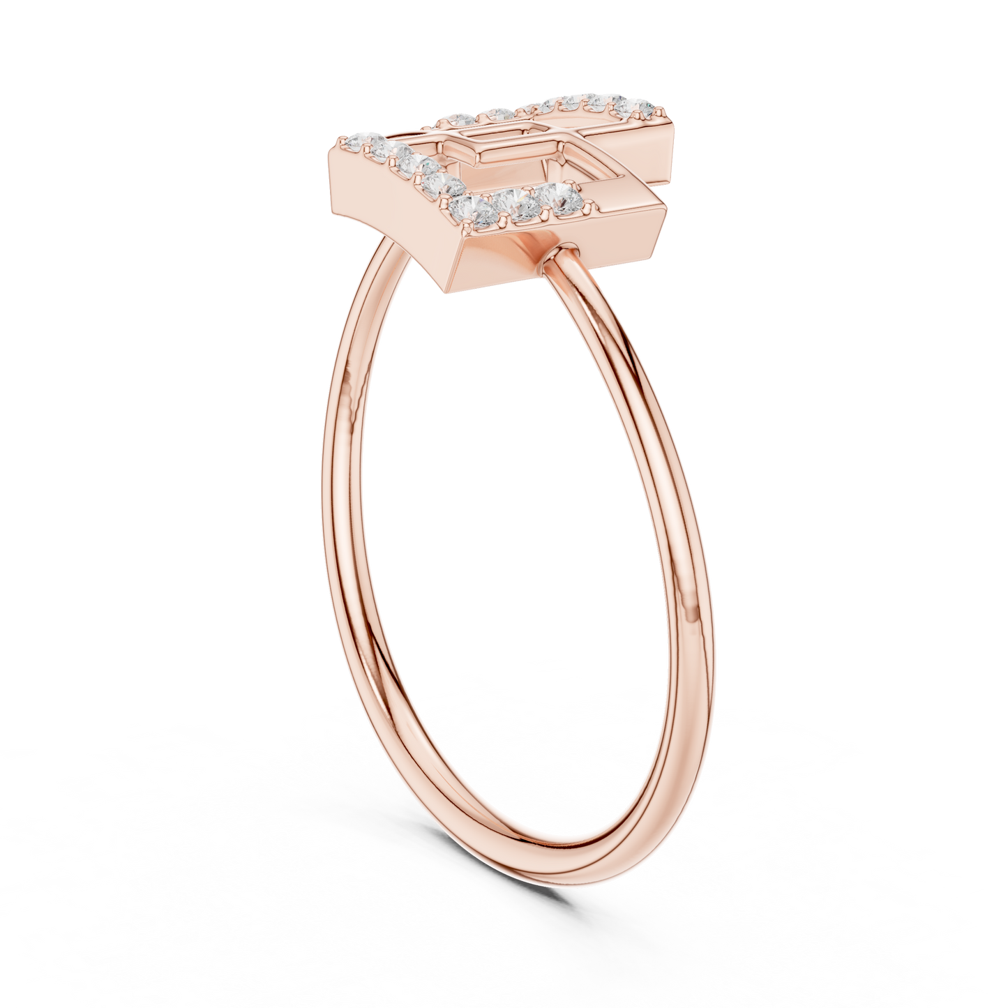 0.08 Carat Diamond Interlocking Square Geometric Ring | Yellow Gold