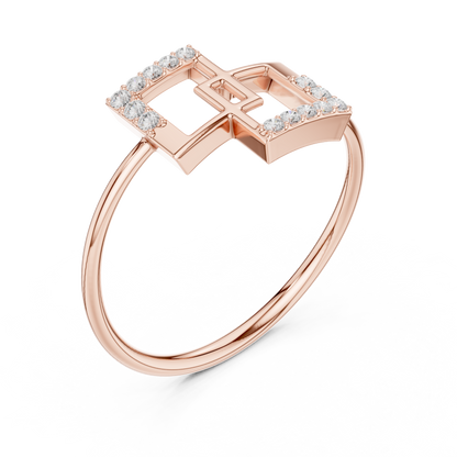 0.08 Carat Diamond Interlocking Square Geometric Ring | Yellow Gold