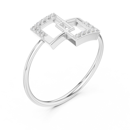 0.08 Carat Diamond Interlocking Square Geometric Ring | Yellow Gold